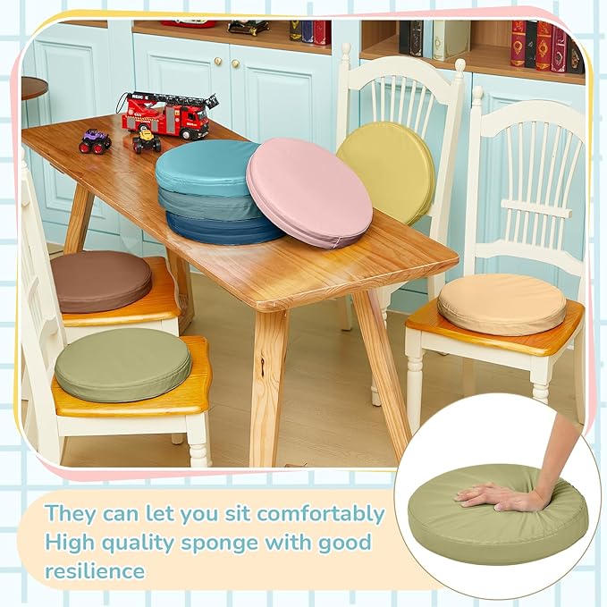 Juexica 8 Pcs Extra Thick Flexible Seating Floor Cushion Assorted Colored Floor Pillow Classroom Seat Cushion Soft Classroom Seating for Kid Learning(Advanced Color,13.8 x 13.8 x 2 Inch,Round)