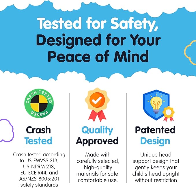 NapUp Adjustable Head Support for Car Seat – Patented & Crash-Tested Anti-Bobbing Head Holder Strap, Comfortable Sleep Solution - Breathable Fabric, Kids Travel Accessories - Ages 2+ - Dark Blue