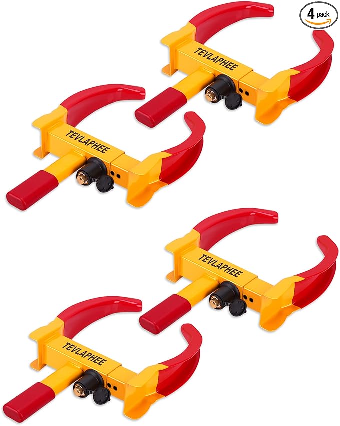 Tevlaphee Anti-Theft Wheel Lock Set, 8 Keyed Alike, Red-Yellow Color, Fits 11.8 Inch Tires, Easy Installation
