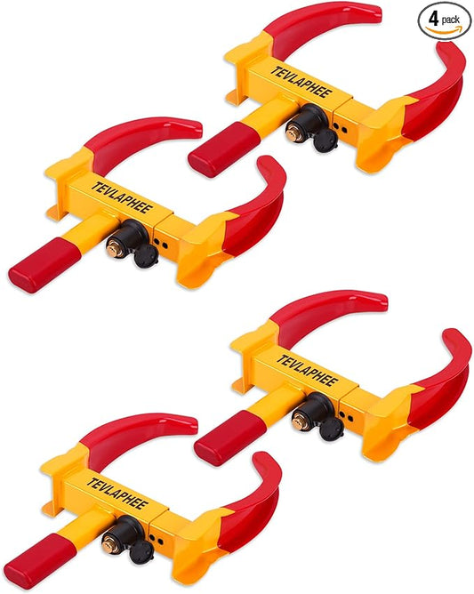 Tevlaphee Anti-Theft Wheel Lock Set, 8 Keyed Alike, Red-Yellow Color, Fits 11.8 Inch Tires, Easy Installation
