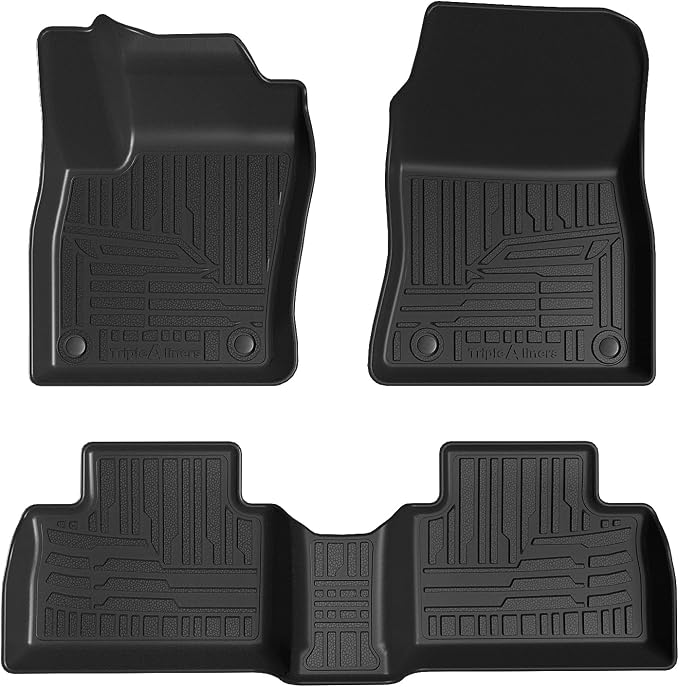 TripleAliners All Weather Floor Mats Compatible with 2025 2026 Nissan Kicks Interior Accessories 1st & 2nd Row Floor Liners Custom Fit Anti-Slip TPE Full Coverage Protection Waterproof Car Mats