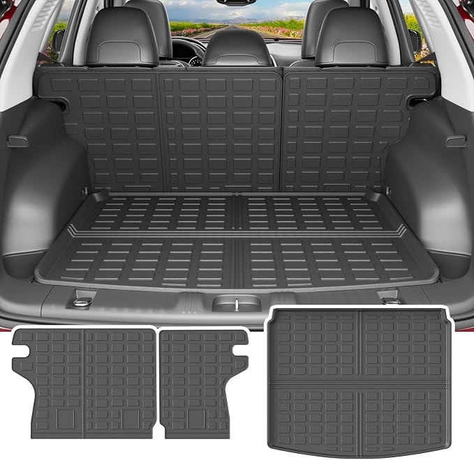 powoq Cargo Mat Compatible with 2017-2025 Jeep Compass Trunk Mat Rear Back Seat Protector Cargo Liner TPE Replacement for 2017-2024 2025 Jeep Compass Accessories (Trunk Mat+Backrest Mats)