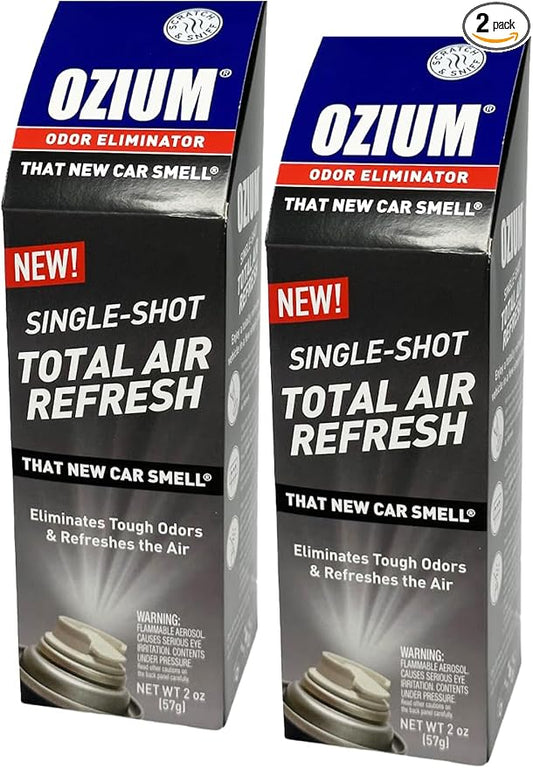 Ozium Air Sanitizer, 2 oz Car Fogger: Single-Shot Smoke Odor Eliminator & Car Air Freshener (That New Car Smell, 2 Packs)