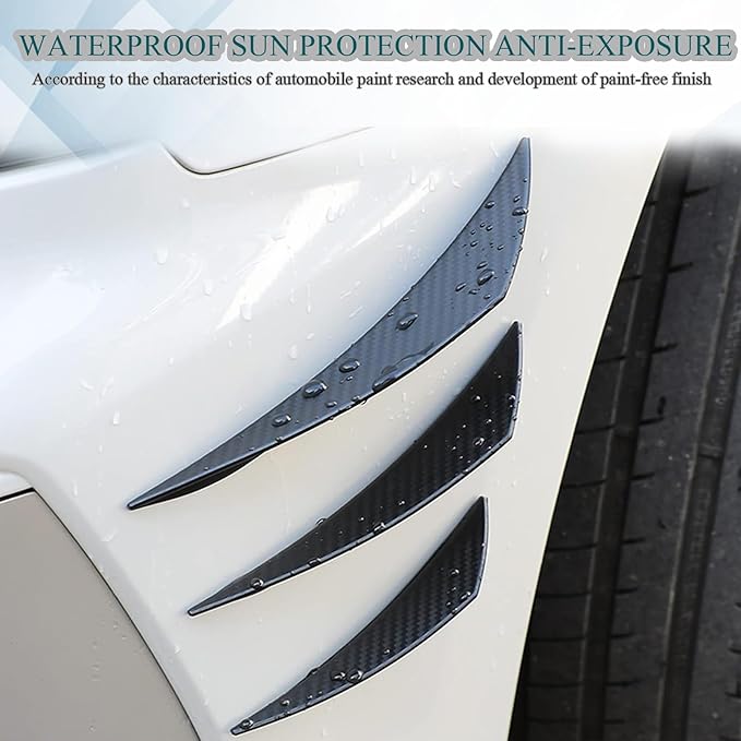 Pack-6 Car Spoiler Canards Kit, Universal Auto Front Bumper Lip Splitter, Body Anti-Collision Diffuser, Exterior Soft Rubber Decorative Stickers (Glossy Black)