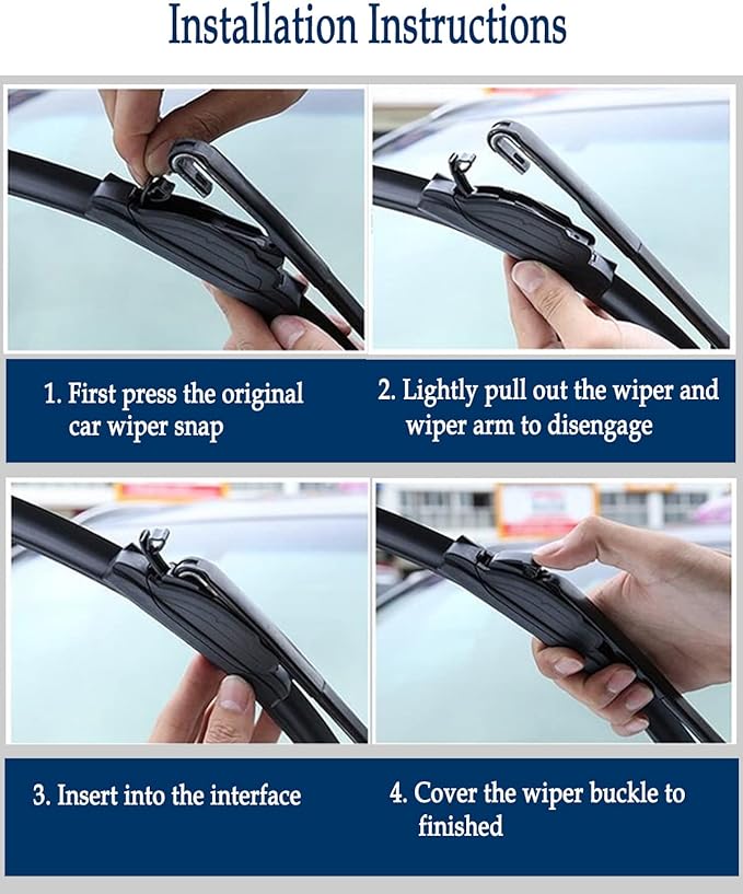 3Pcs Windshield Wipers for Fiat 500 2012 2013 2014 2015 2016 2017 2018 2019, Original Equipment Premium All Weather Wiper Blades for My Car- 24"/14"/12A" (Pack of 3) J- HOOK