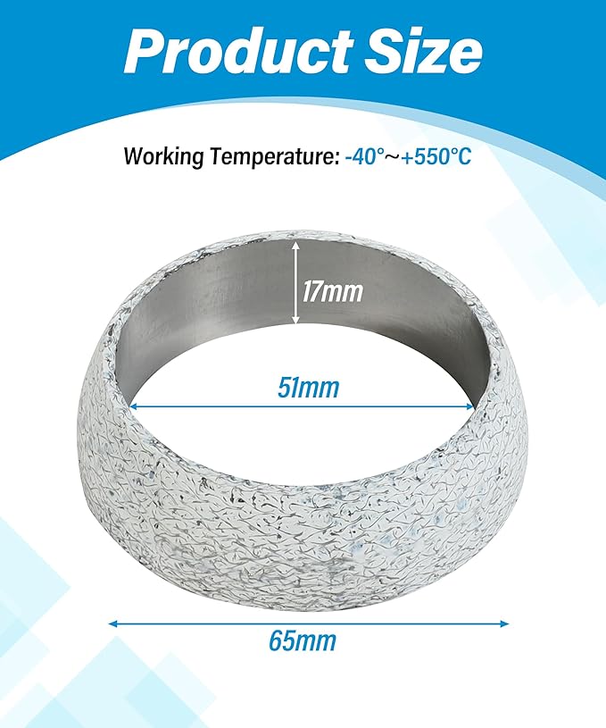 Exhaust Donut Gasket,Car Accessories Universal 2 Inch 2.25 Inch 2.5 Inch 3 Inch Exhaust Flange Gasket,Automotive Replacement,Applicable to Most Cars,Commercial Vehicles,Motorcycles (2inch)