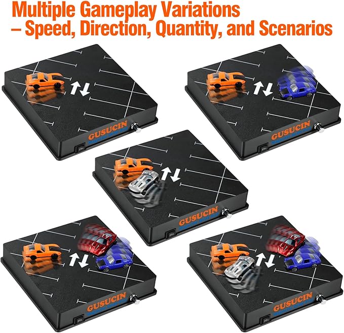 Magnetic Drift Pad for Hot Wheels Cars 1:64 – Spinning Drift Track with Adjustable Speed & Direction, USB Powered Drift Pad with 5 Decorations, Display Stand for1:64 Scale Diecast Cars (Parking Lot)