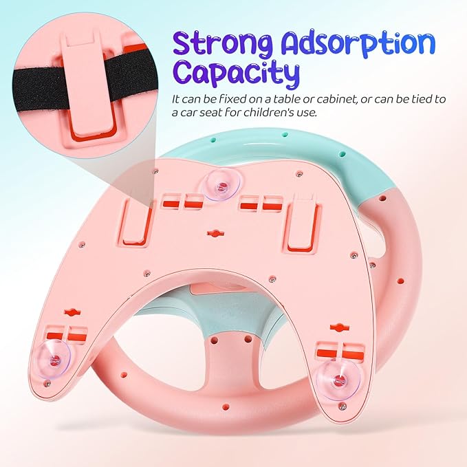 TOYANDONA Kids Steering Wheel Toy with Car Key, Racing Car Steering Wheel with Light and Music, Simulated Driving Racing Game Toy for Kids Boys Girls Aged 3 Years +