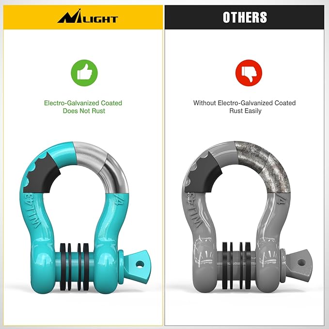 Nilight 2 Pack 3/4" D-Ring Shackle with 7/8" Screw Pin 41,887lbs Break Strength, Heavy Duty Off Road Recovery Shackle with Isolators Washers for Use with Tow Strap, Winch, Off-Road Truck Vehicle