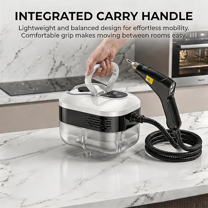 Saker Handheld Steam Cleaner, 1200ml Large Capacity, 6 Adjustable Steam Levels, Portable 221°F High-Temp Steamer for Kitchen, Bathroom, Car Interior and Multi-Surface Cleaning (Red-Dual Control)