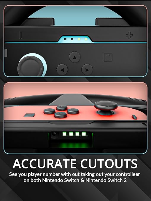 Orzly Steering Wheels – Compatible with Switch 2 (2025 Console) – Twin Pack Racing Wheel Accessories for Joy-Con Controllers and MarioKart Racing Games (2 Black Wheels) Gift Boxed