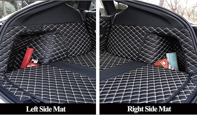 SUV Trunk Mat Compatible with BMW X5 7 Seater 2008-2013 Heavy Duty Back Seat Cover & Rear Cargo Mat & High Side Panel - Black with Black Stitching
