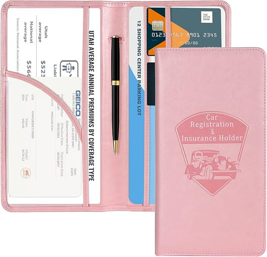 CoBak Car Registration and Insurance Holder - Vehicle Glove Box Car Organizer, Auto Truck Comparment Accessories Case with Magnetic Closure for Essential Document, Driver License, Cards