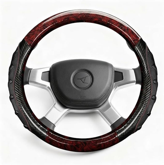 Heavy Duty Truck Steering Wheel Cover 17.5-18 Inch, Carbon Fiber with Anti-Slip Grip, X-Large Wheel Protector for Commercial Semi-Trucks, Buses and RVs (Red/Black) | Fits most 17.5-18 in semi truck, bus and RV wheels; X-large heavy duty cover with anti...