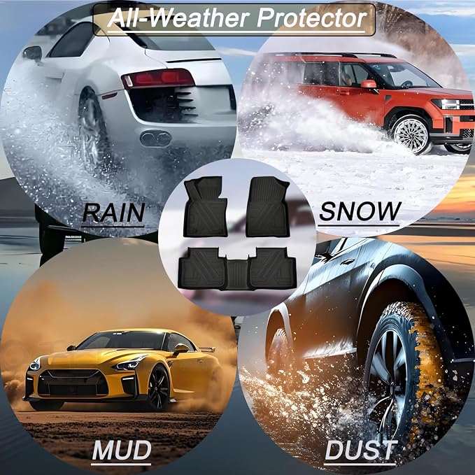 Aiqiying Floor Mats＆Cargo Liners Compatible with Toyota Camry 2018-2024 FWD Models, Non Hybrid or AWD，All Weather Waterproof Durable Custom-Fit Front Rear Full Set Carpet Protection TPE Accessories