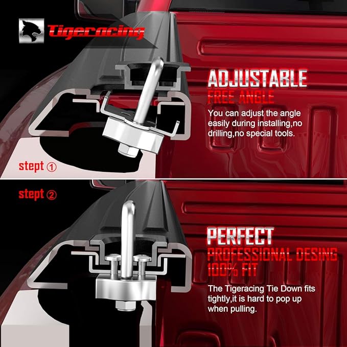 Tie Down Anchors Retractable Truck Bed Top Side D Ring Compatible with 2015-2026 F150 / 2017-2026 F250 F350 Super Duty / 2017-2026 Raptor - 3000 LBS Capacity of 2