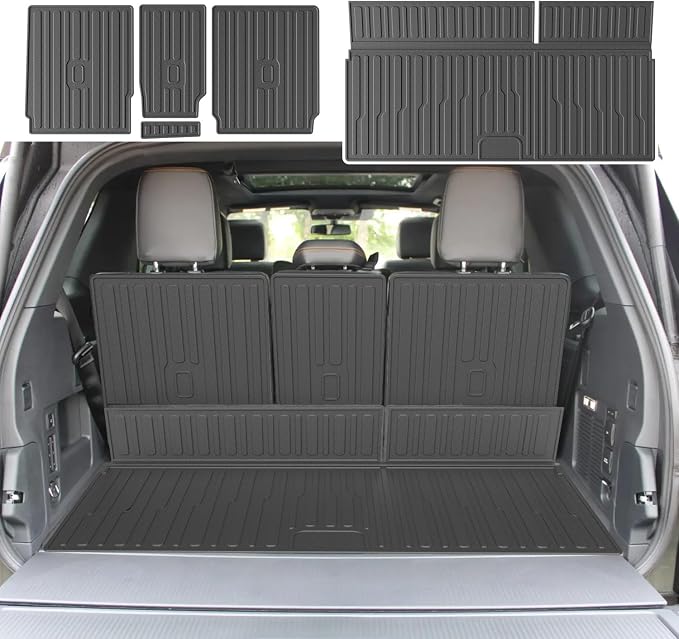 xipoqix Cargo Mat Backrest Mat Compatible with 2025 2026 Ford Expedition Lincoln Navigator TPE Cargo Liner Replacement for 2025 2026 Ford Expedition Accessories (Trunk Mat+Backrest Mats)