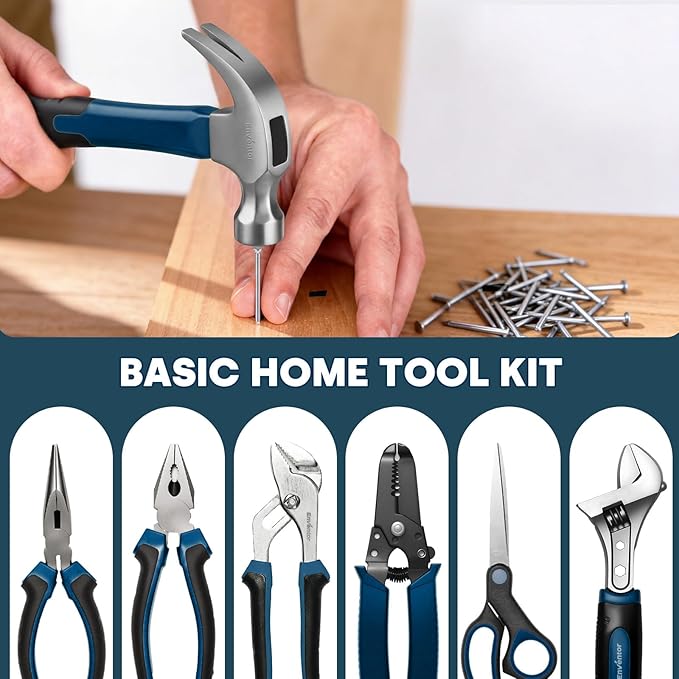 Enventor Tool Set, 220-Piece Home Tool Kit with Toolbox, Wrench and Hand Tools for Home Repairs, Auto Maintenance, DIY & General Use,Household Repair Tools for Men & Women, Blue