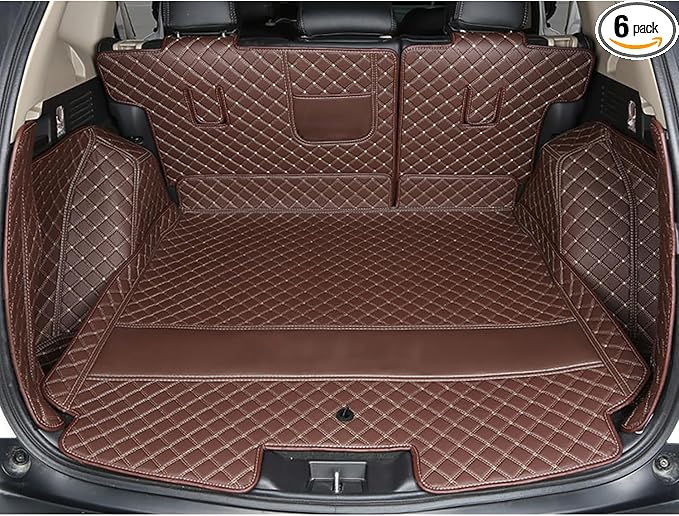 Trunk Mat Cover Compatible with BMW X5 PHEV 2019-Current Back Seat Cover & Cargo Liner & High Side Mats Heavy Duty Leather Mat - Coffee