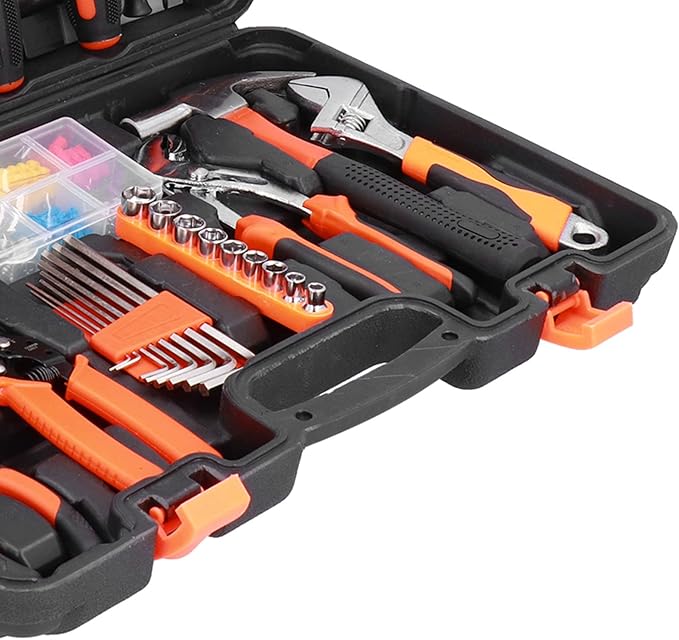 FIXMAN 50 Piece Maintenance Tool Set for Household Repair with High Carbon Steel Pliers Screwdriver Cutter and Wrench includes Flashlight and ABS Storage Case