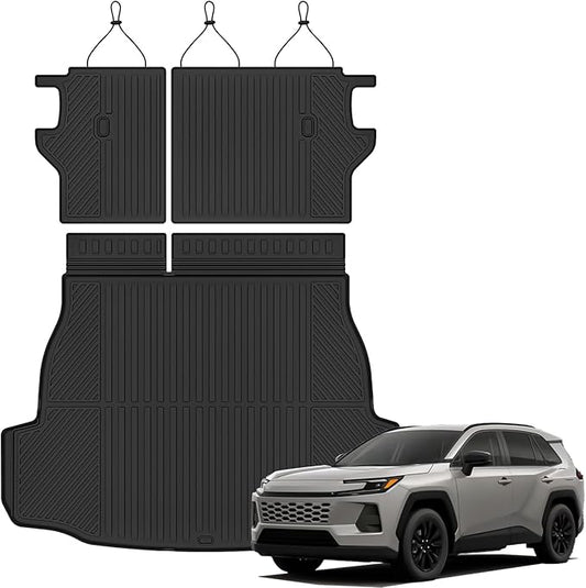 Auxko All Weather Cargo Mat with Backrest Mat Fit for Toyota RAV4 Hybrid 2026 (Not for Phev) TPE Mat Accessories All Season Odorless Anti-Slip Black