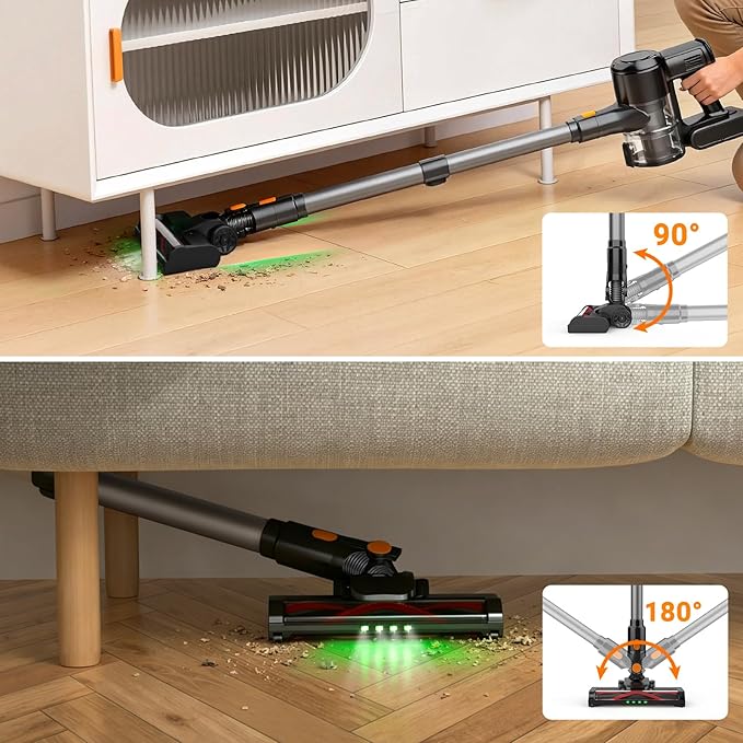 HOLOGO Cordless Vacuum Cleaner,40 Mins Runtime Lightweight Stick Vacuum Cordless,Self-Standing,Powerful Suction, Anti-Tangle Brush,Rechargeable Battery Vacuum for Carpet,Pet Hair,Hardwood Floor