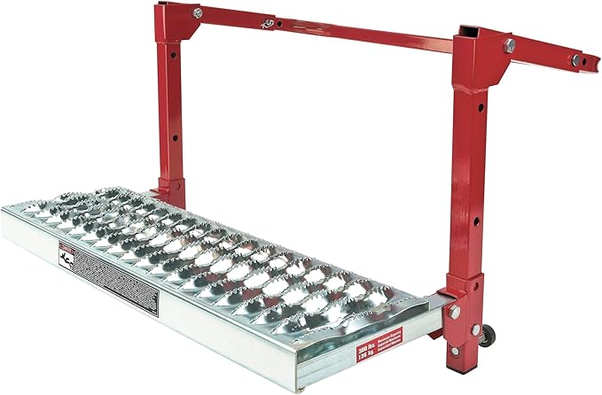 Powerbuilt Tire Step for Truck, SUV, Semi, Heavy Duty 300 lb. Capacity, Non-Slip ‘Cheese Grater’ Steel Surface, Adjusts to Fit Any Diameter Tire Up to 13 in. Wide, Folds Flat for Storage – 647596EC