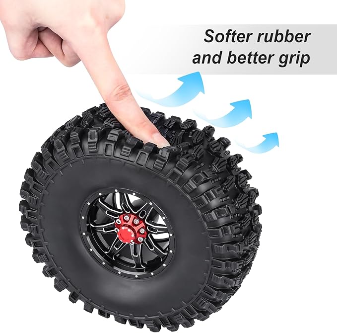HobbyPark 2.2 Beadlock Wheels and Tires Height 5.67inch/144mm with Foam Inserts for 1/10 RC Crawler, w/Beadlocks Mounting Tool, Set of 4