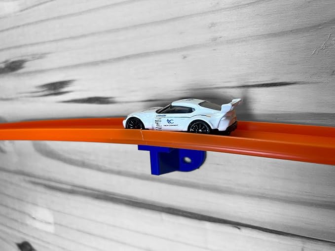 4 Pack Single Lane Wall Mount| Compatible with Hot Wheels Track | Single Lane Wall Mount for 1/64 Scale Cars and Trucks (Orange)