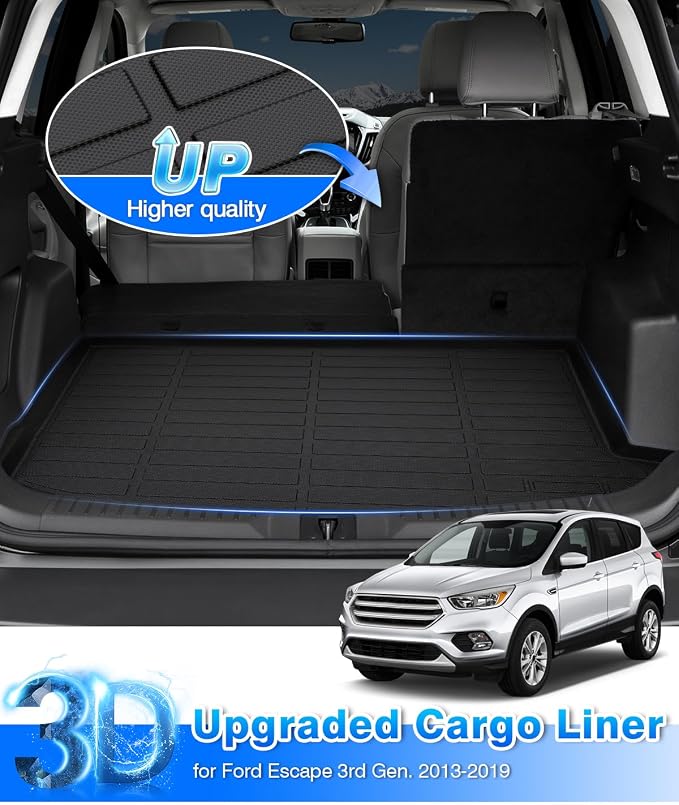 Cartist Cargo Liner Custom Fit for Ford Escape 2013-2019 Accessories All Weather Trunk Mat Carpet Protection TPE Odorless