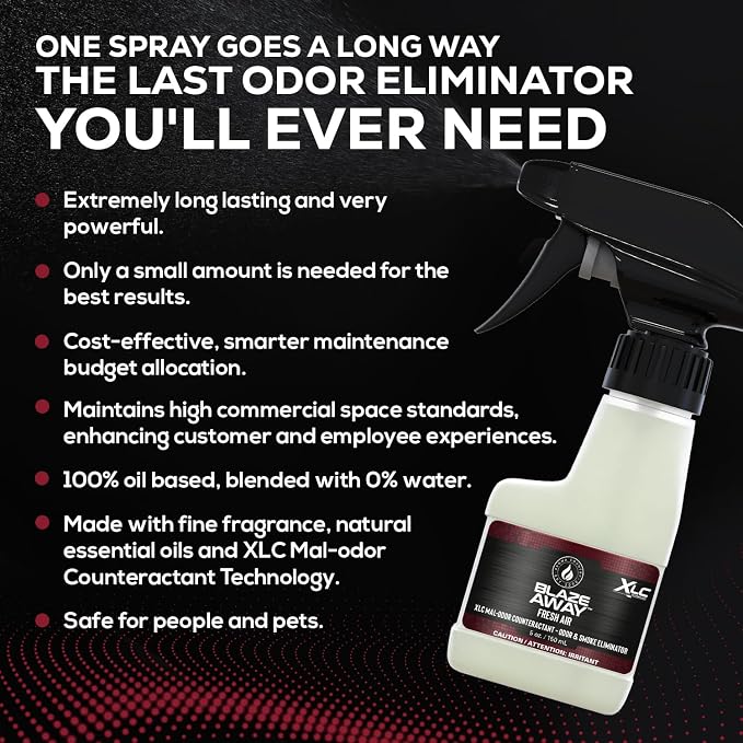 Blaze Away Commercial Air Freshener & Odor Eliminator for Strong Odor - Industrial-Grade Room Spray & Room Deodorizer for Home, Car, Smoke & Pet Odors - Long-Lasting Odor Absorber, Room Fresheners