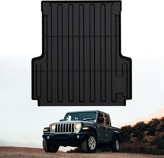 LASFIT 5FT Bed Mat for Jeep Gladiator JT 2026 2025 2024 2023 2022 2021 2020 (60 inches), All Weather TPE Custom Fit Truck Bed Mat Truck Bed Liner, Black