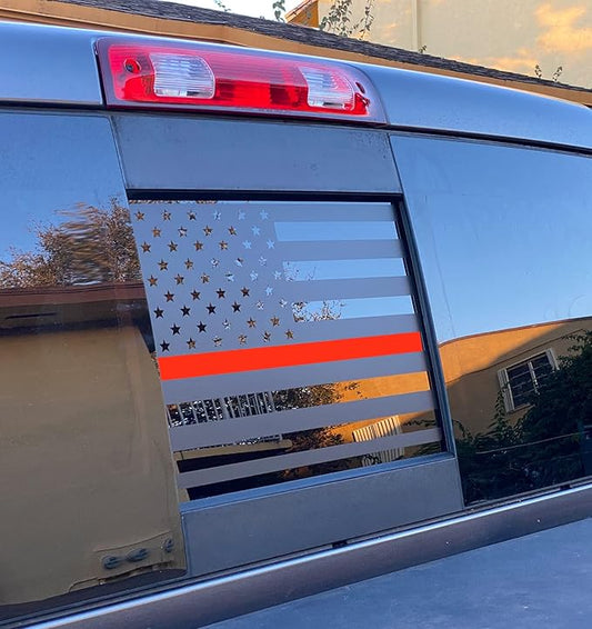 Xinghe for Dodge Ram 2009 to 2024 2025 2026, American Flag Decals Stickers for Truck Back Middle Window, Matte Black USA Flag Decal