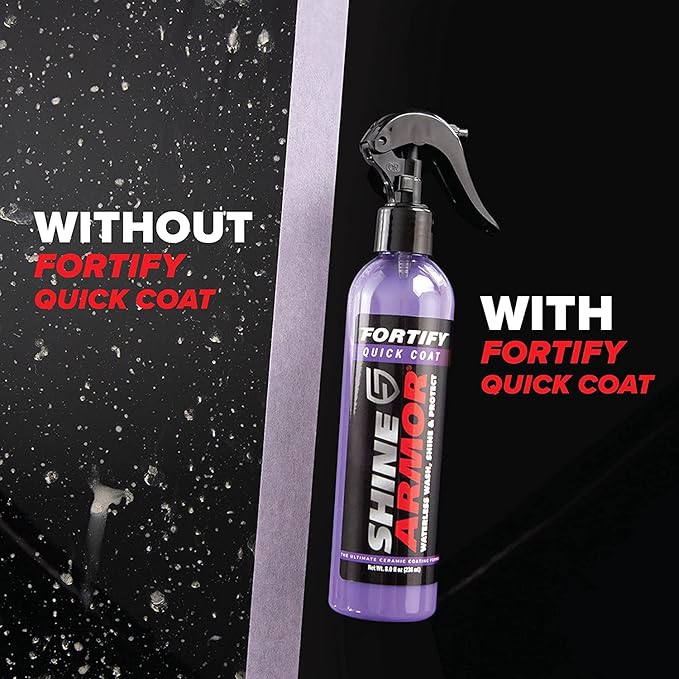 Car Wax Spray and Ceramic Coating for Cars - 3 in 1 Waterless Car Wash and Detailing - Quick Effect Coating Agent for Car - High Gloss Top Coat, Shiny Car Stuff by Shine Armor - Protective Wax 16FlOz