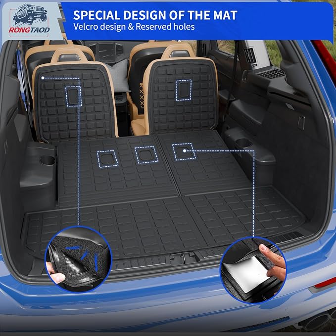 Rongtaod Cargo Mat Compatible with 2020-2025 Hyundai Palisade 7 Seats Trunk Mat Cargo Liner Kick Mat Trunk Liner 2024 Palisade Accessories (2nd&3rd Row Backrest Mats+Trunk Mat)