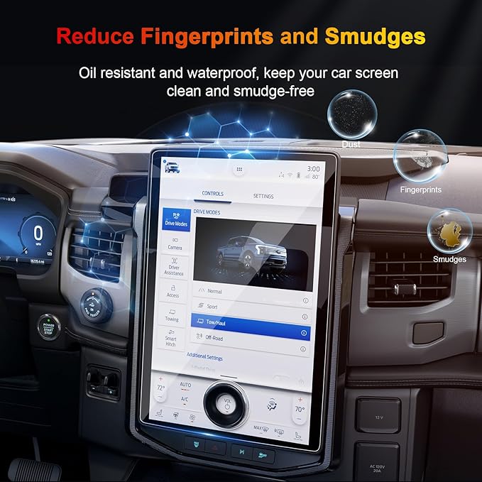 2024 F150 Lightning Screen Protector for 2022-2026 Ford F-150 Lightning Platinum/Lariat/Flash SYNC 4A 15.5In Electric Truck Accessories Tempered Glass Protective Film