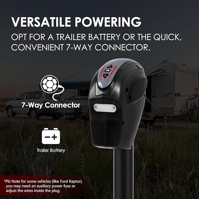 POLESTAR Electric Trailer Jack with Backlit Control Touch Panel, 5000lbs Electric Power A-Frame Tongue Jack with Waterproof Cover & LED Light for Travel Trailer Camper, RV, 12V DC 7-Way Plug