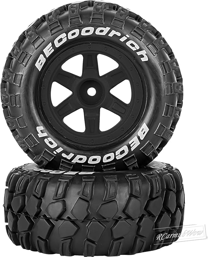 RC Wheels and Tires Off-Road Buggy Tires for 1/12 1/14 1/16 RC Off Road Monster Truck E-REVO Summit REDCAT HPI SAVAGEGT-2XS Volcano-16,1/12 1/14 1/16 Wheels Tires Set Pre-glued,Black