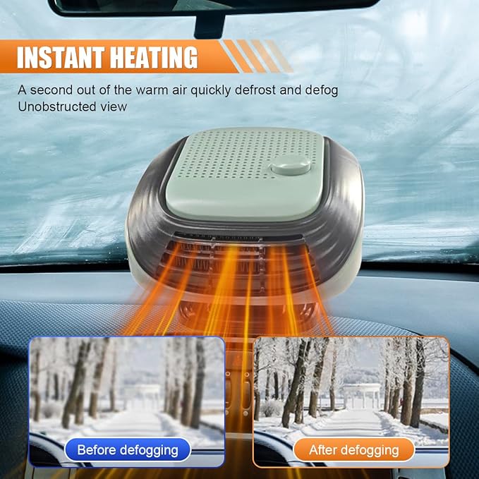 Car Heater, 12V 120W 2 in 1 Adjustable Heating & Cooling Fan, That Plug Into Cigarette Lighter Portable Heater, 360° Rotatable Windshield Defogger Defroster for Most Cars (Green)