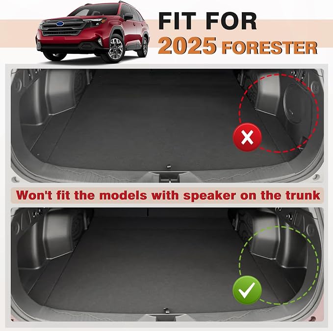 TripleAliners Trunk Mat & Floor Mats Full Set Compatible with 2025 2026 Subaru Forester All Weather TPE, Custom Anti-Slip (Floor Mats+Trunk Mat) (Won't Fit Hybrid)