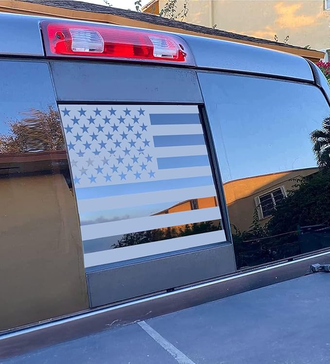 Xinghe for Dodge Ram 2009 to 2024, American Flag Decals Stickers for Truck Back Middle Window, Matte Black USA Flag Decal