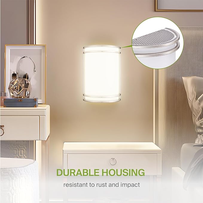 ASD Indoor LED Wall Sconce Lights - 10 Inch 15W Brushed Nickel Modern LED Wall Sconces Hardwired - ETL Dimmable 3000K 4000K 5000K Adjustable Sconce Light Fixture for Bedroom, Hallway, 4 Pack