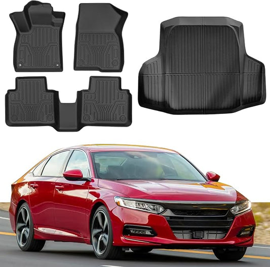 Floor Mats & Trunk Mat Fit for 2018-2022 Honda Accord(Only for Sedan),All Weather Protection TPE, Anti-Slip Floor Mats & Cargo Liner for 2018-2023 Honda Accord Accessories