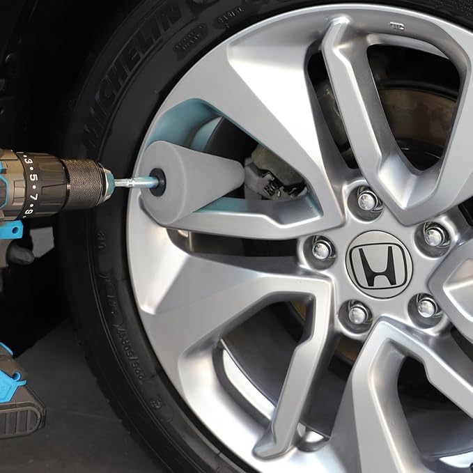 SPTA Polishing Cone, Car Wheel Hub Drill Buffing Sponge Pads Kit, Polishing Ball (T40 Light Cut & Fnish Polishing Cone)