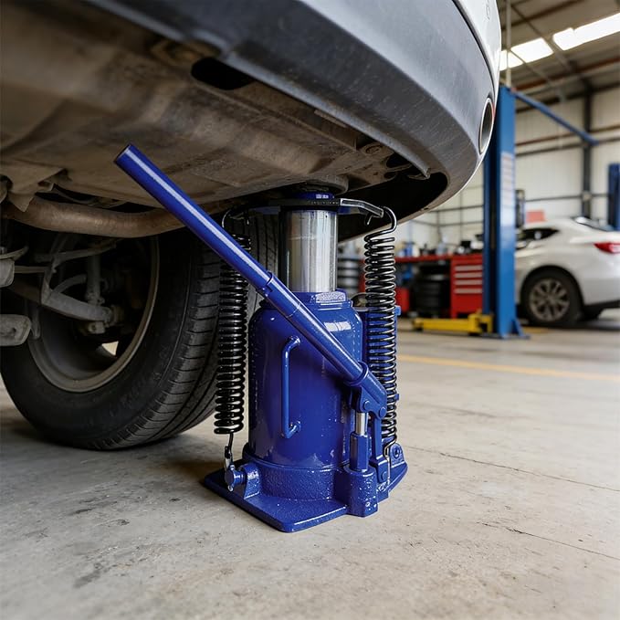 32 Ton Air Hydraulic Bottle Jack with Air-Powered or Manual Operation, One-Piece Hydraulic Cylinder Design, Air Bottle Jack with Independent Air Pump Body and Carry Handle