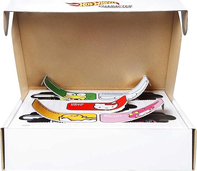 Hot Wheels Sanrio Toy Character Car 5-Pack in 1:64 Scale: Hello Kitty, Keroppi, Gudetama, Cinnamaroll & My Melody, Set for Kids & Collectors