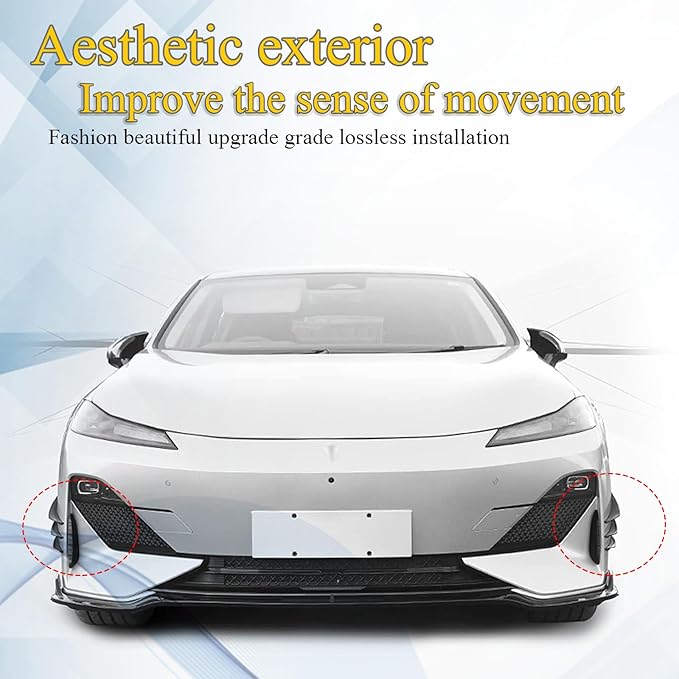 Pack-6 Car Spoiler Canards Kit, Universal Auto Front Bumper Lip Splitter, Body Anti-Collision Diffuser, Exterior Soft Rubber Decorative Stickers (Glossy Black)