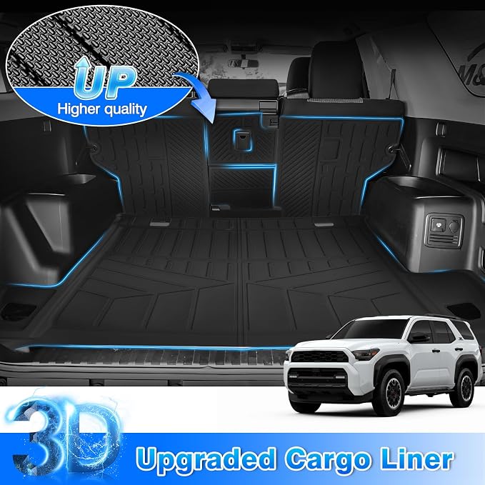4Runner Cargo Liner - Trunk Mat for Toyota 4Runner 5 Seats 2010-2024 (W/0 Sliding Tray & No 3rd Seat), All Weather Cargo Mat for 4Runner Accessories, Heavy Duty Car Mats, Car Accessories