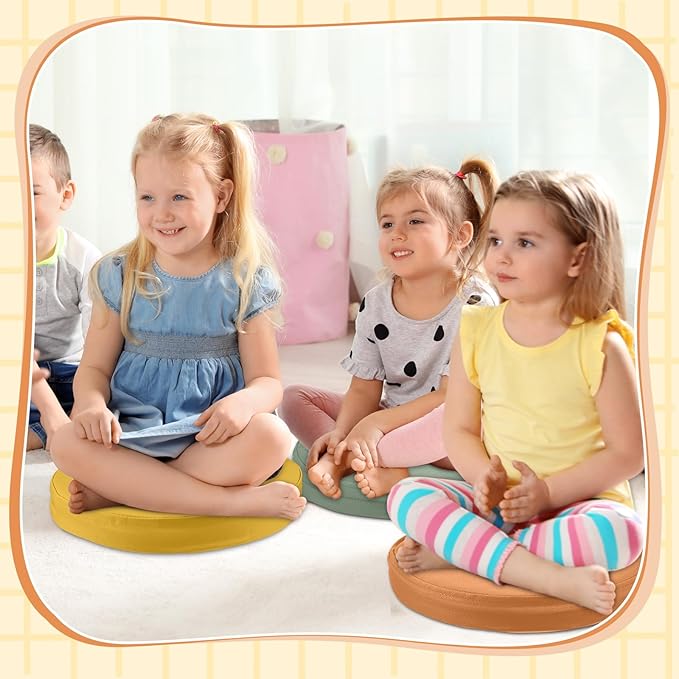 Juexica 8 Pcs Extra Thick Flexible Seating Floor Cushion Assorted Colored Floor Pillow Classroom Seat Cushion Soft Classroom Seating for Kid Learning(Boho Color,13.8 x 13.8 x 2 Inch,Round)