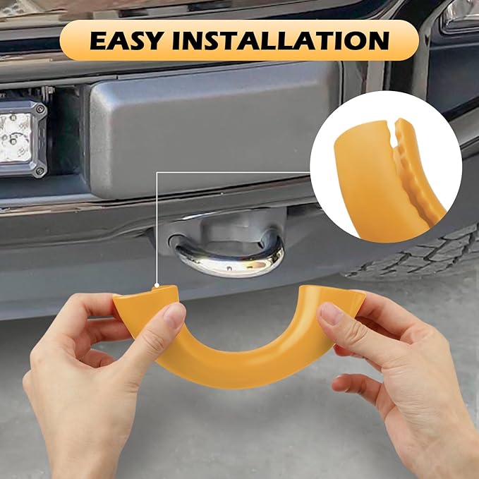 Tow Hooks Covers for Ford F150 2004-2026 Bronco Base/Big Bend/Outer Banks 2021-2026 Compatible with Toyota Tundra Accessories 2017-2021 (Yellow)